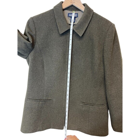 Land’s End Women’s Short Zip Collared Jacket Olive Green Wool Blend Size 12 - Picture 13 of 15